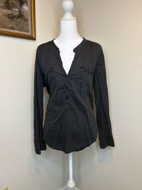 J. Crew Black Long-Sleeve Button-Front Shirt